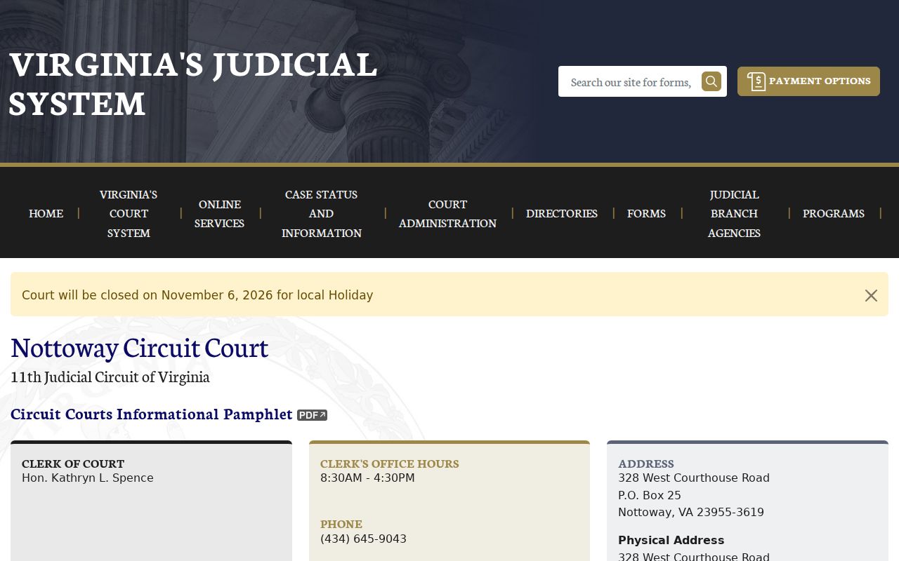 Nottoway County arrest warrant records route through the Circuit Court clerk