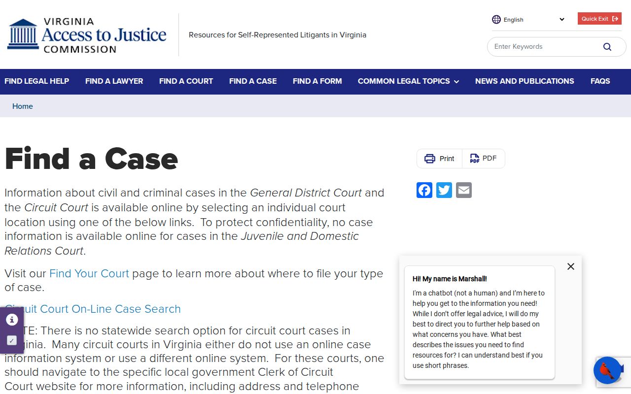 Nottoway County warrant search access limits in Virginia public case information
