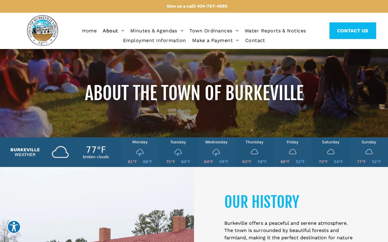 Burkeville warrant record routing through the town department contact page