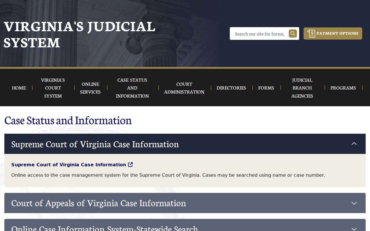 Nottoway County warrant lookup routes through Virginia court case status